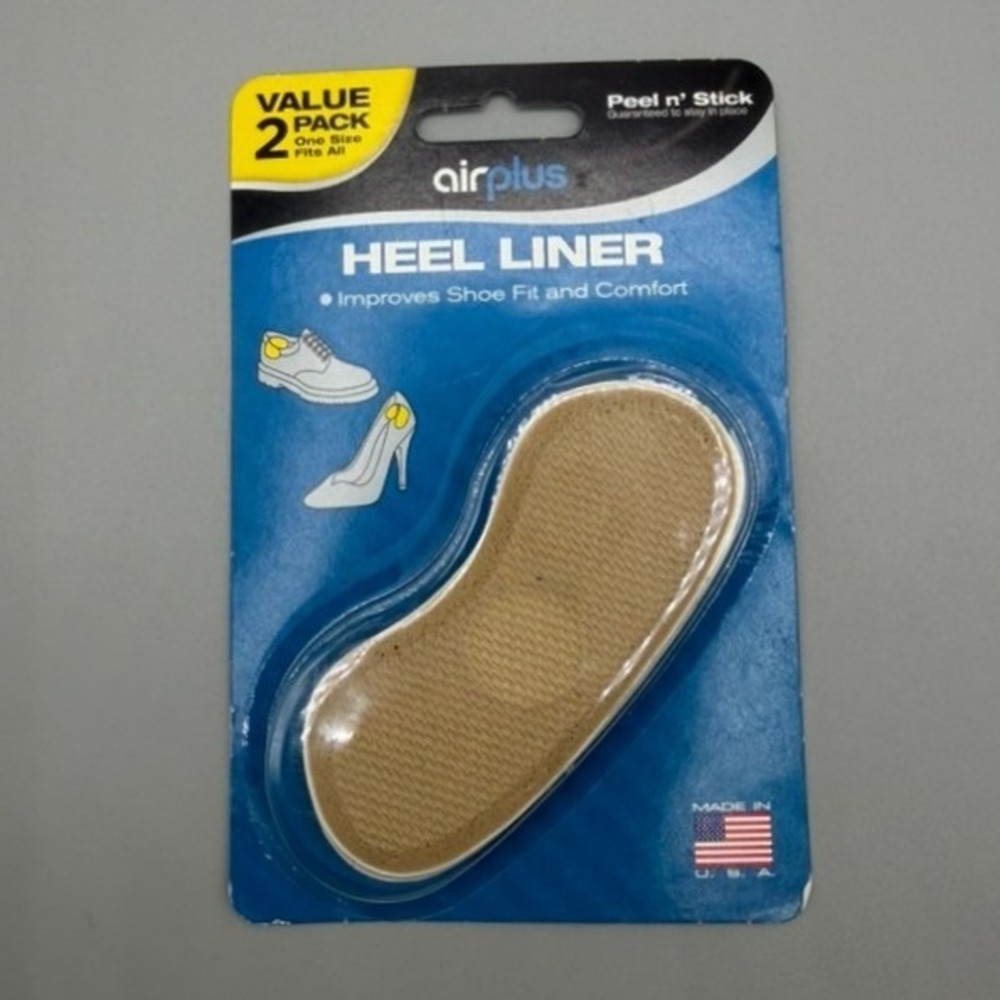Airplus Heel Liner 2 Pack One Size Fits All Tan Shoe Fit Comfort Peel n Stick